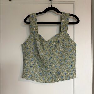 Floral Green Sleeveless Top